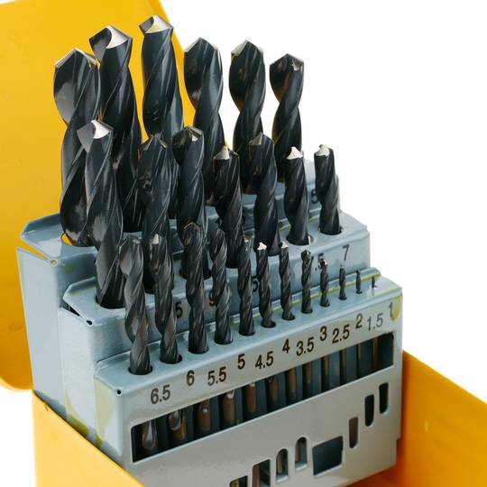 Sortiment 25 Bohrer für Metall HSS in Kunststoffkassette von TOLSEN