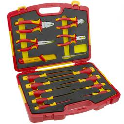Insulated 15 pcs tool case with 1000V VDE certification with screwdrivers and pliers