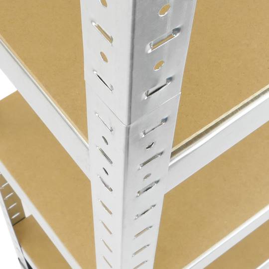 Estanteria metálica galvanizada para almacenar de 5 baldas de madera 90x30x180 cm