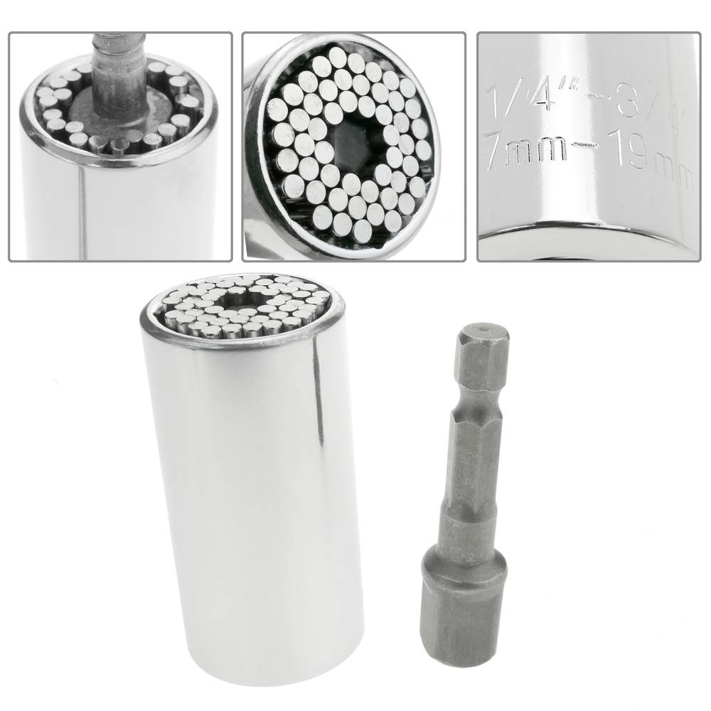 Clé à douille universelle petite multifonctionnelle 7-19 mm avec adaptateur perceuse