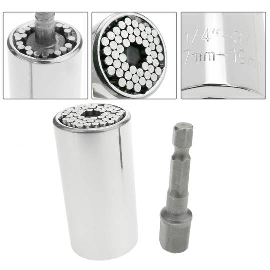 Clé à douille universelle petite multifonctionnelle 7-19 mm avec adaptateur perceuse