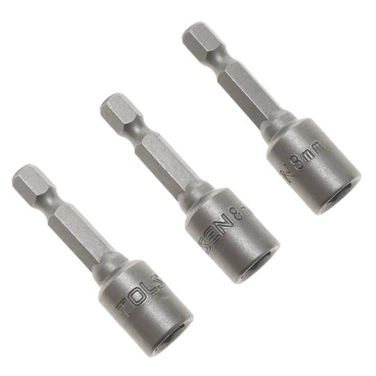 Schaft 3 Stück 8mm x 48mm Sechskant Steckschlüssel Nuss Treiber Bits 1/4 Adapter von Tolsen