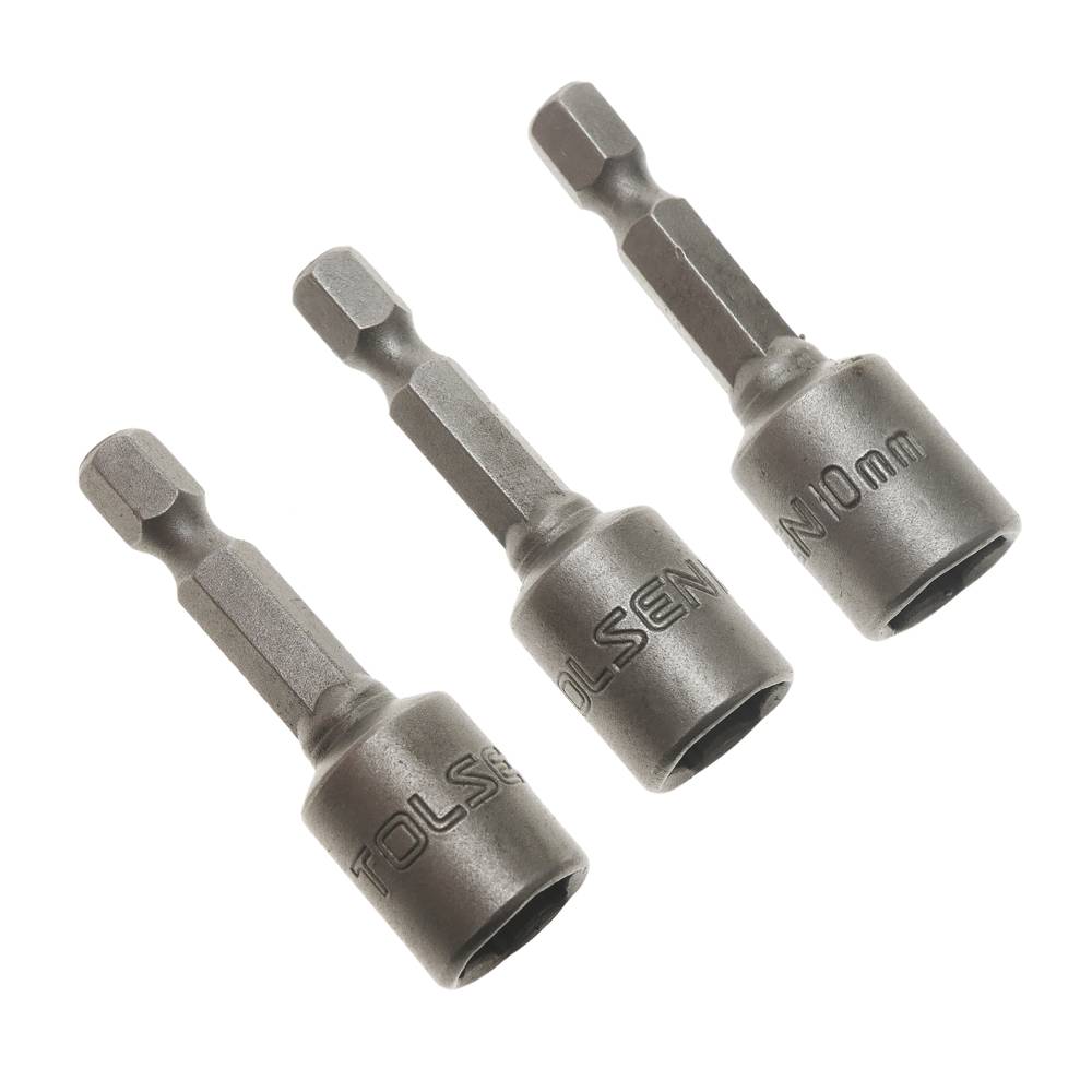 Driedelige 10 mm x 48 mm inbussleutel en 1/4 Tolsen-boorkop