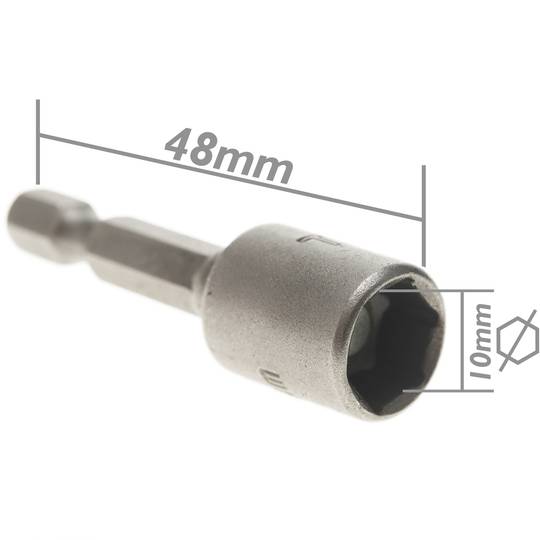 Driedelige 10 mm x 48 mm inbussleutel en 1/4 Tolsen-boorkop