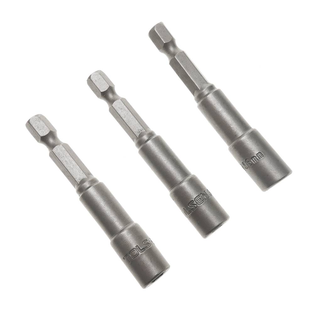 Schaft 3 Stück 6 mm x 65 mm Sechskant Steckschlüssel Nuss Treiber Bits 1/4 Adapter von Tolsen