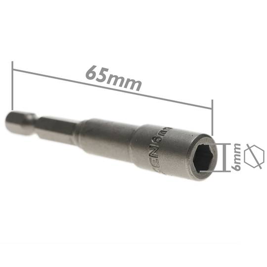 Schaft 3 Stück 6 mm x 65 mm Sechskant Steckschlüssel Nuss Treiber Bits 1/4 Adapter von Tolsen