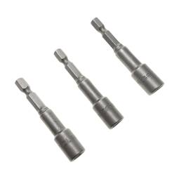Power nut socket driver 3 pieces 8 mm x 65 mm bit 1/4 hex shank tool drill bit adapter by Tolsen