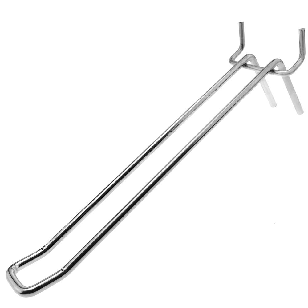 Slatwall compatible metallic hook chrome 200mm double rod pack of 50 units