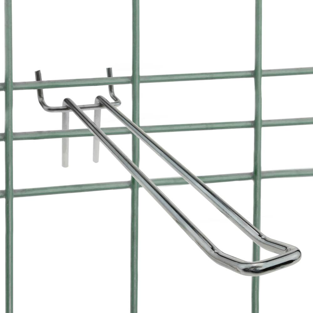 Slatwall compatible metallic hook chrome 200mm double rod pack of 50 units