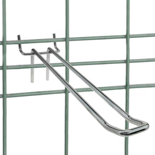 Slatwall compatible metallic hook chrome 200mm double rod pack of 50 units