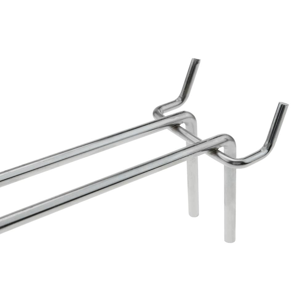 Slatwall compatible metallic hook chrome 200mm double rod pack of 50 units