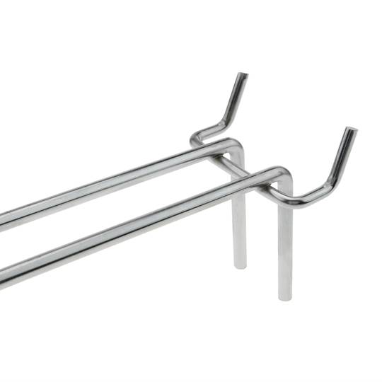 Slatwall compatible metallic hook chrome 200mm double rod pack of 50 units