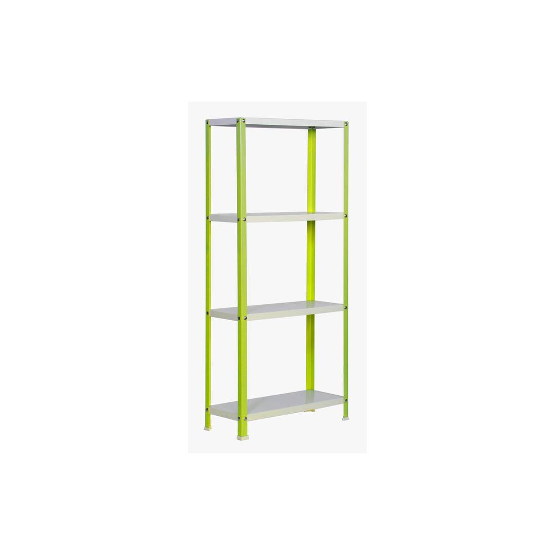 Prateleira de metal galvanizado para armazenamento PrimeMatik Mini Home Classic com 4 prateleiras de madeira 80 x 40 x 160 cm verde / branco