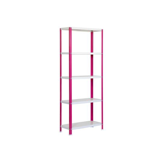 Estanteria metálica galvanizada para almacenaje Simonhome Simonrack Mini Home Classic de 5 baldas de madera 80 x 30 x 180 cm de color rosa / blanco