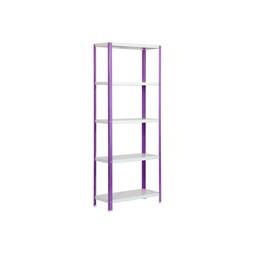 Galvanized metal shelf for storage Simonrack Mini Home Classic with 5 wooden shelves 80 x 30 x 180 cm in purple / white