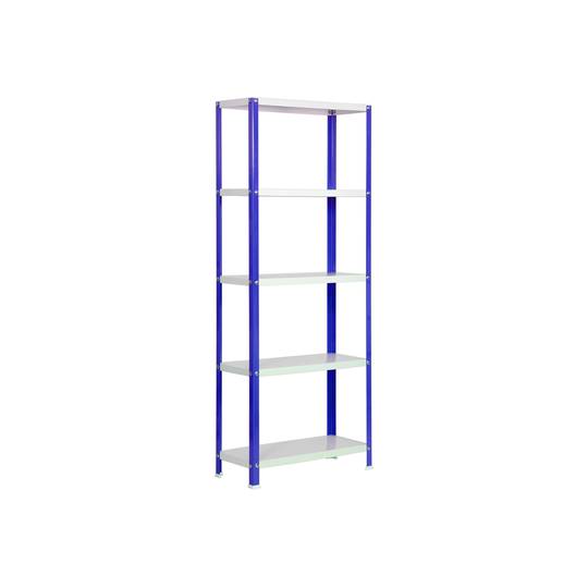 Estanteria metálica galvanizada para almacenaje Simonhome Simonrack Mini Home Classic de 5 baldas de madera 80 x 40 x 180 cm de color azul / blanco