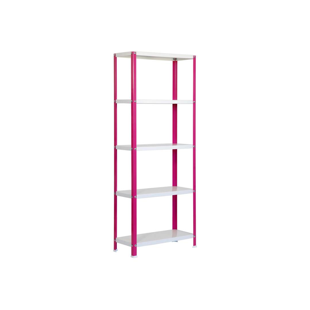Estanteria metálica galvanizada para almacenaje Simonhome Simonrack Mini Home Classic de 5 baldas de madera 80 x 40 x 180 cm de color rosa / blanco
