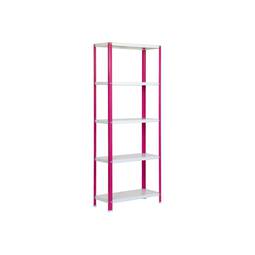 Gegalvaniseerd metalen opbergrek PrimeMatik Mini Home Classic met 5 houten planken 80 x 40 x 180 cm roze/wit