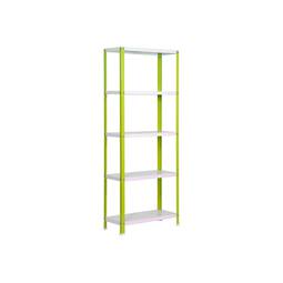 Galvanized metal shelf for storage Simonrack Mini Home Classic with 5 wooden shelves 80 x 40 x 180 cm green / white