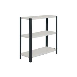 Gegalvaniseerd metalen opbergrek PrimeMatik Plus Home Classic met 3 houten planken 100 x 30 x 90 cm in antraciet/galva kleur