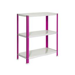 Galvanized metal shelf for storage Simonrack Plus Home Classic with 3 wooden shelves 100 x 40 x 90 cm pink / white