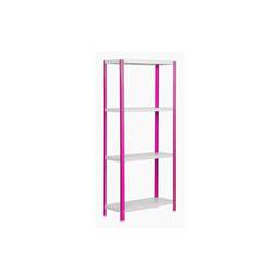 Galvanized metal shelf for storage Simonrack Plus Home Classic with 4 wooden shelves 100 x 30 x 160 cm pink / white