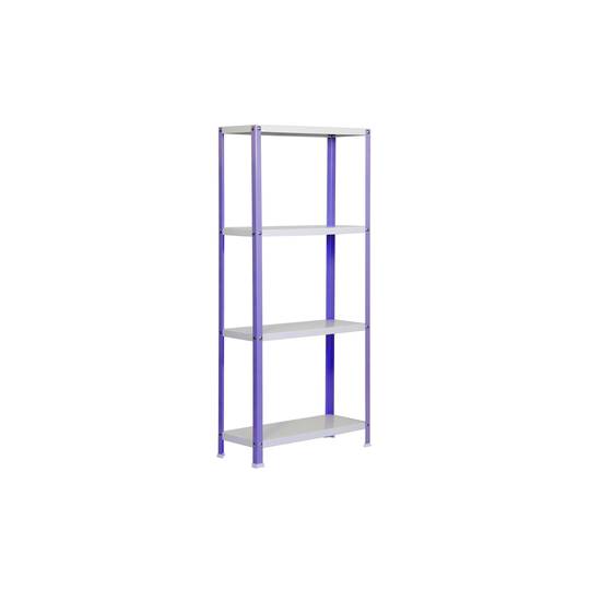 Scaffale in metallo zincato per la conservazione PrimeMatik Plus Home Classic con 4 ripiani in legno 100 x 40 x 160 cm viola / bianco
