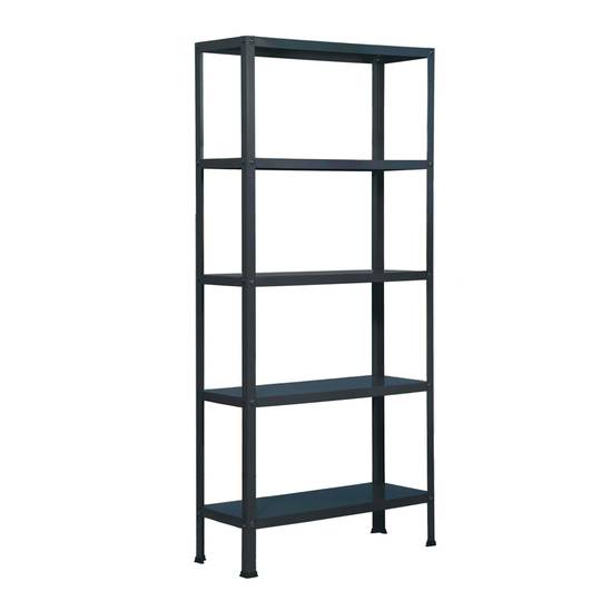 Galvanized metal shelf for storage Simonrack Plus Home Classic with 5 wooden shelves 100 x 30 x 180 cm in anthracite / anthracite color