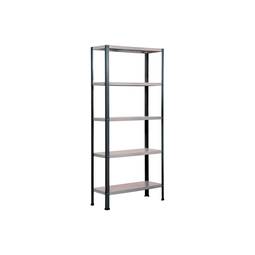 Półka metalowa ocynkowana do przechowywania PrimeMatik Plus Home Classic z 5 drewnianymi półkami 100 x 30 x 180 cm w kolorze antracyt / galva