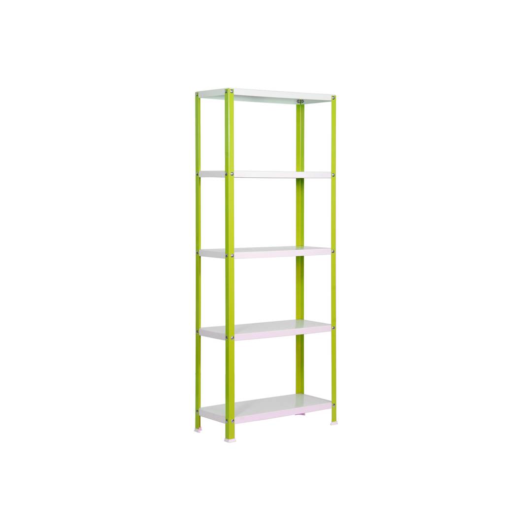 Estanteria metálica galvanizada para almacenaje Simonhome Simonrack Plus Home Classic de 5 baldas de madera 100 x 40 x 180 cm de color verde / blanco