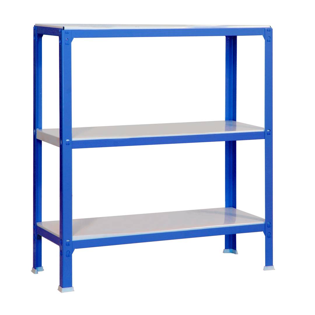 Prateleira metálica PrimeMatik Mini Home Click com 3 prateleiras metálicas e tamanho total 80 x 40 x 90 cm na cor azul/branco