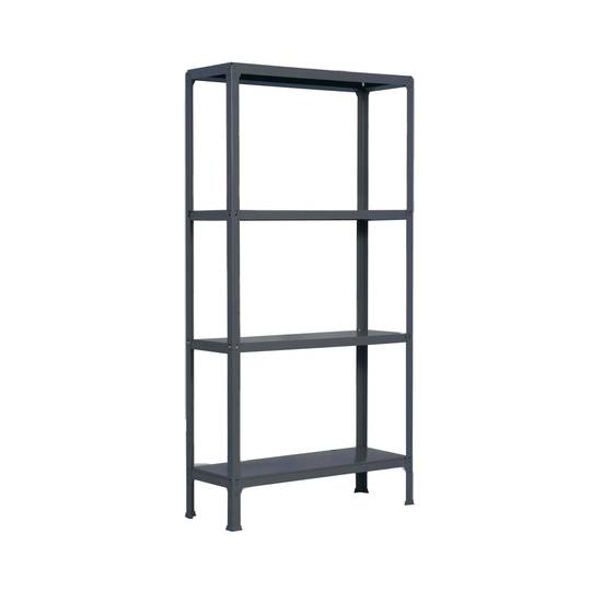 PrimeMatik Mini Home Click metalen opbergplank met 4 metalen planken en totale afmeting 80 x 30 x 160 cm in kleur antraciet/antraciet