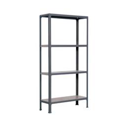 Metalllagerregal PrimeMatik Mini Home Click mit 4 Metallböden und einer Gesamtgröße von 80 x 30 x 160 cm in der Farbe Anthrazit / verzinkt