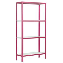 Prestatgeria metàl·lica per a emmagatzematge Simonrack Mini Home Click de 4 lleixes de metall i mida total 80 x 30 x 160 cm de color rosa / blanc