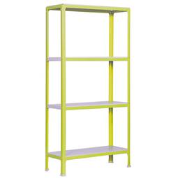 Scaffale PrimeMatik Mini Home Click in metallo con 4 ripiani in metallo e dimensioni totali 80 x 40 x 160 cm, verde / bianco