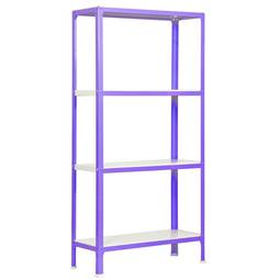 Estantería metálica para almacenaje Simonhome Simonrack Mini Home Click de 4 baldas de metal y tamaño total 80 x 40 x 160 cm de color violeta / blanco
