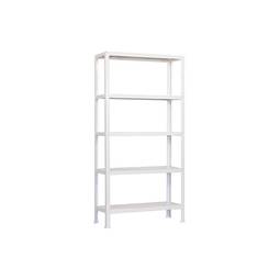 Metalen opbergrek PrimeMatik Mini Home Click met 5 metalen legplanken en totale afmeting 80 x 30 x 180 cm in de kleur wit/wit