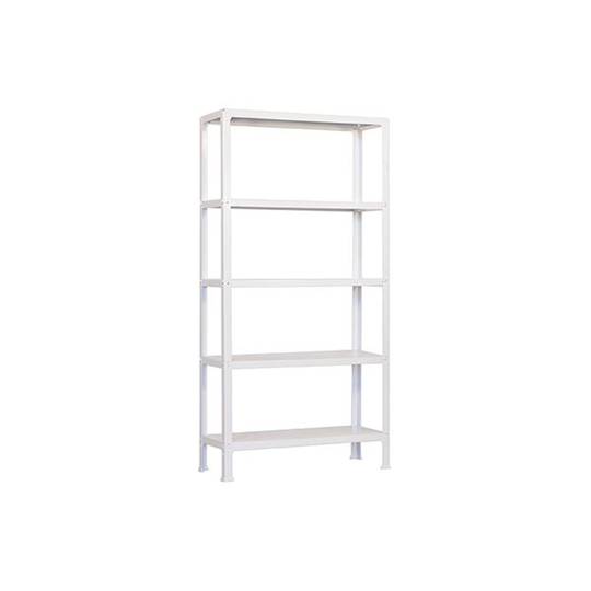 Metalen opbergrek PrimeMatik Mini Home Click met 5 metalen legplanken en totale afmeting 80 x 30 x 180 cm in de kleur wit/wit