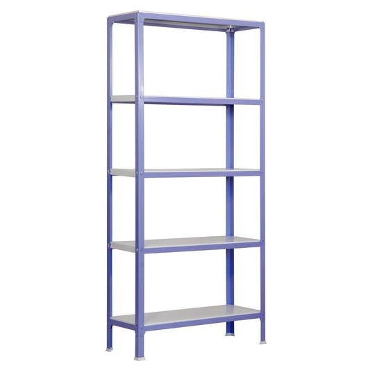 Prateleira metálica PrimeMatik Mini Home Click com 5 prateleiras metálicas e tamanho total de 80 x 30 x 180 cm em roxo/branco