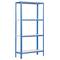Metalllagerregal PrimeMatik Plus Home Click mit 4 Metallböden und einer Gesamtgröße von 100 x 30 x 160 cm in der Farbe Blau/Weiß