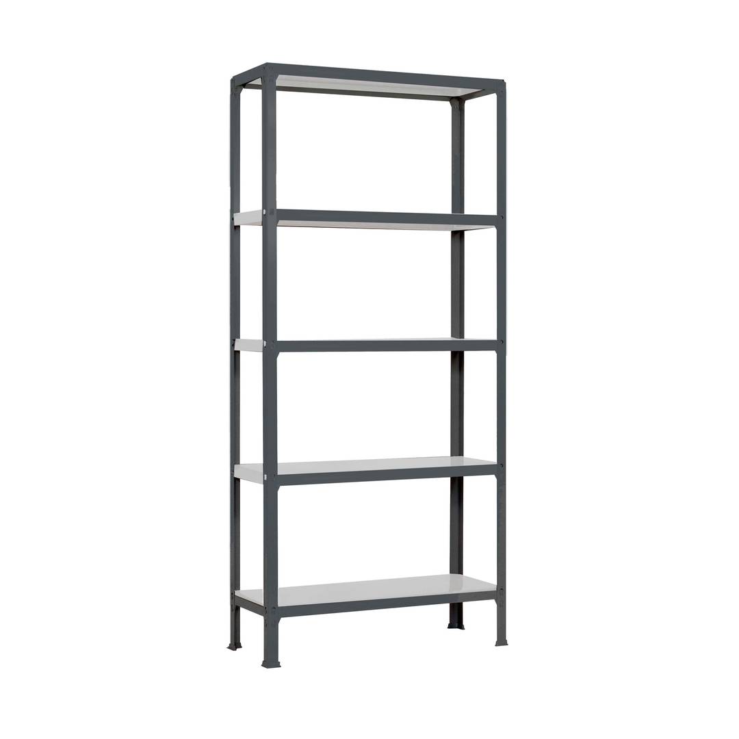 Scaffalatura metallica Simonrack Plus Home Click con 5 ripiani in metallo e dimensioni totali 100 x 30 x 180 cm in colore antracite / bianco