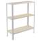 Półka metalowa do przechowywania PrimeMatik Mini Home Click z 3 półkami ze sklejki i całkowitym wymiarze 80 x 30 x 90 cm w kolorze białym / topoli