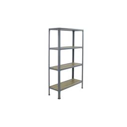 Estantería metálica para almacenaje Simonhome Simonrack Mini Home Click de 4 baldas de madera contrachapada y tamaño total 80 x 30 x 160 cm de color gris / roble