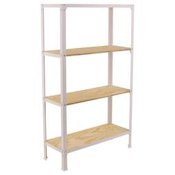 Estantería metálica para almacenaje Simonhome Simonrack Mini Home Click de 4 baldas de madera contrachapada y tamaño total 80 x 30 x 160 cm de color blanco / pino