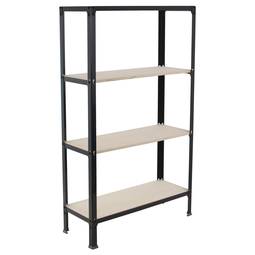 Estante metálica PrimeMatik Plus Home Click com 4 prateleiras em compensado e tamanho total 100 x 30 x 160 cm na cor antracite / choupo