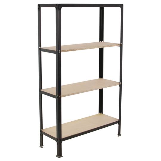 Estantería metálica para almacenaje Simonhome Simonrack Plus Home Click de 4 baldas de madera contrachapada y tamaño total 100 x 30 x 160 cm de color antracita / abedul