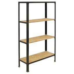 Metal storage shelving Simonrack Plus Home Click with 4 plywood shelves and total size 100 x 30 x 160 cm in anthracite / pine color