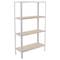Regał magazynowy metalowy PrimeMatik Plus Home Click z 4 półkami ze sklejki i całkowitym wymiarze 100 x 30 x 160 cm w kolorze białym / brzozowym