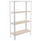 Metalen opbergrek PrimeMatik Plus Home Click met 4 plywood planken en een totale afmeting van 100 x 30 x 160 cm in de kleur wit/populier