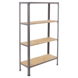 Prestatgeria metàl·lica per a emmagatzematge Simonrack Plus Home Click de 4 lleixes de fusta contraxapada i grandària total 100 x 30 x 160 cm de color gris / pi